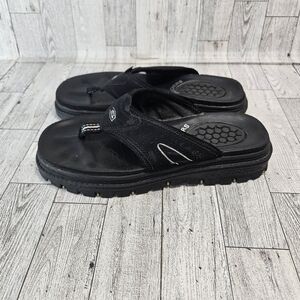 Y2K Skechers Womens 7 Chunky Sandals Thong Black Padded